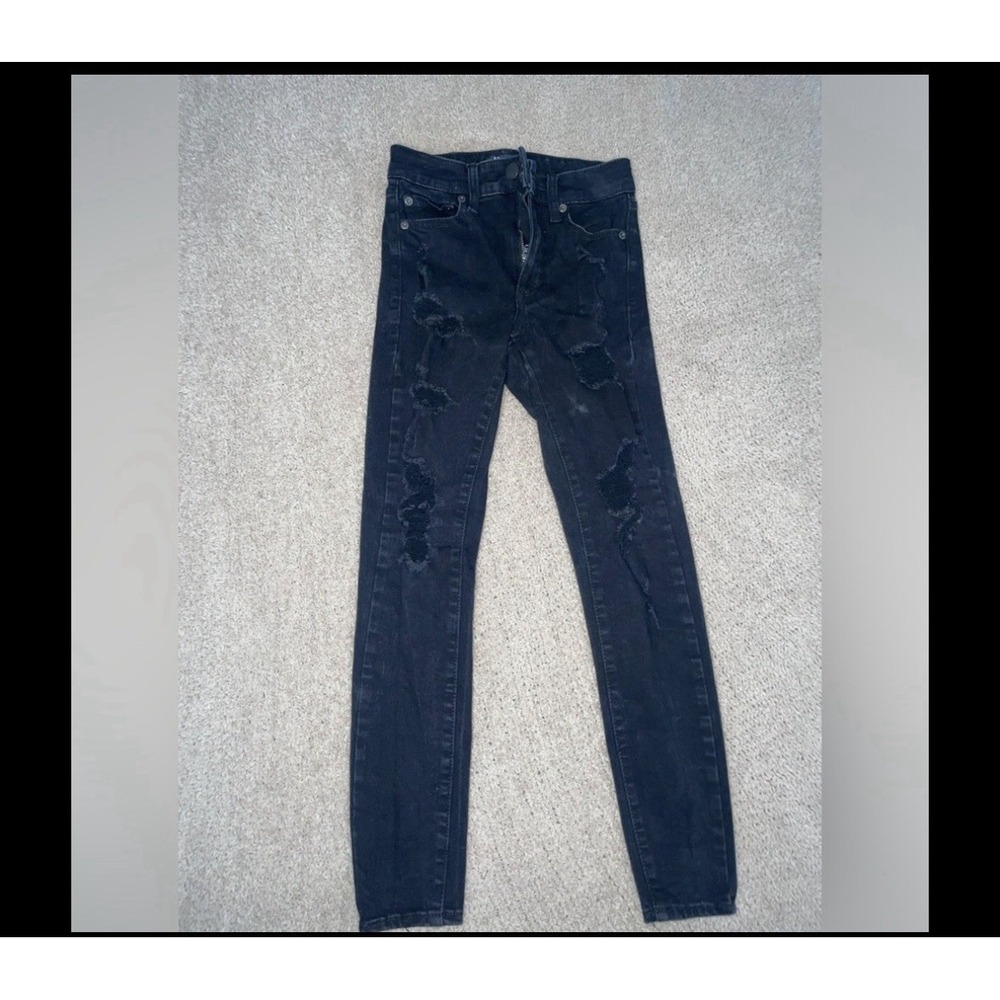 Aeropostale Jeggings Jeans Women's 00 Dark Black Mid Rise Stretch Casual Denim